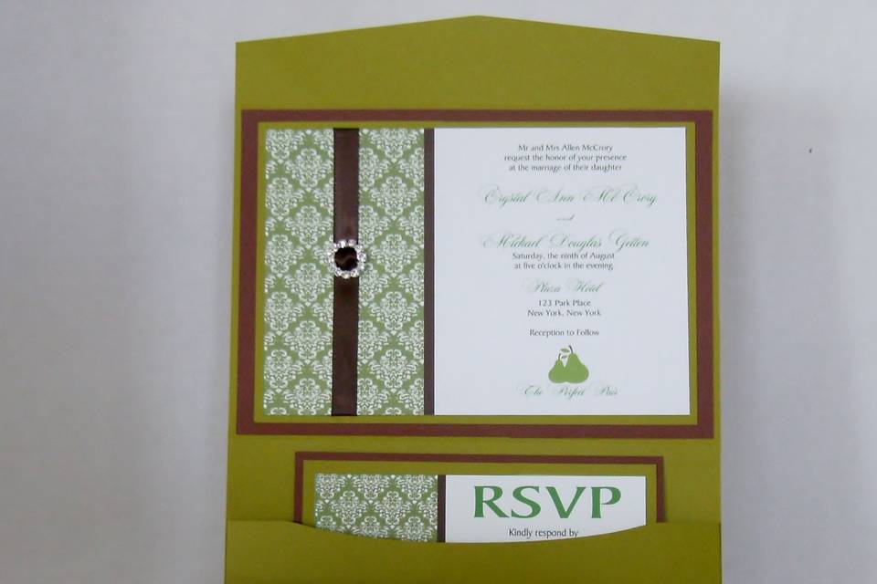 Perfect Pear Damask Invite