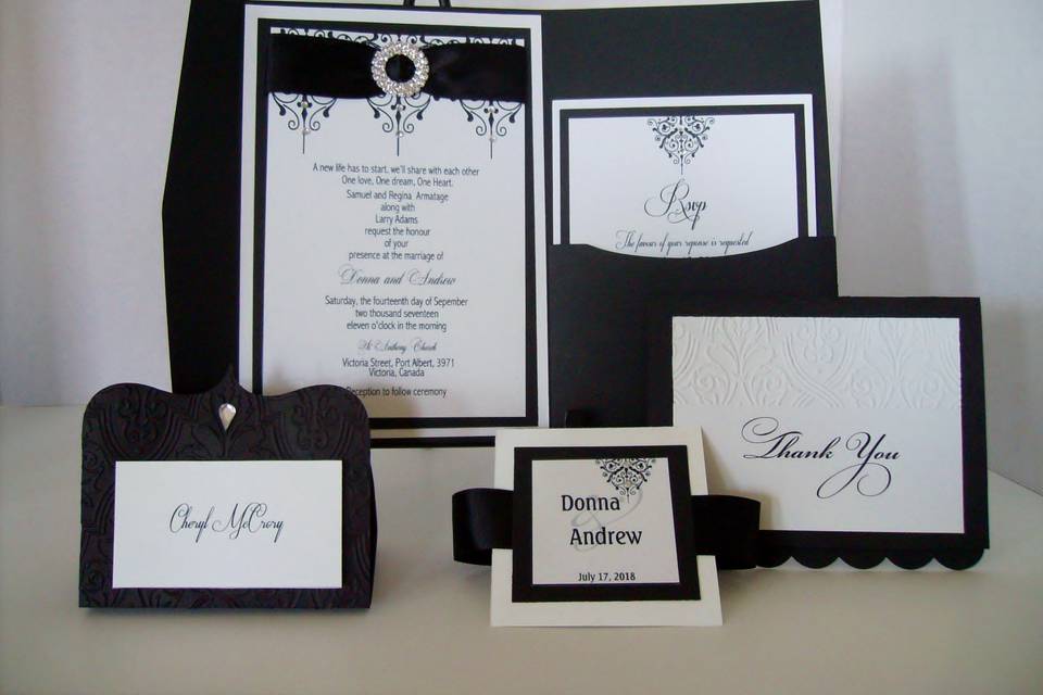 Vintage Black and White Invite