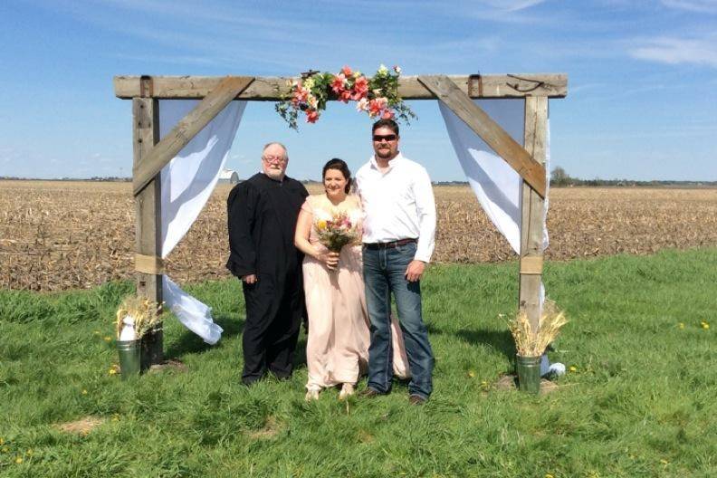 Posing by the arch