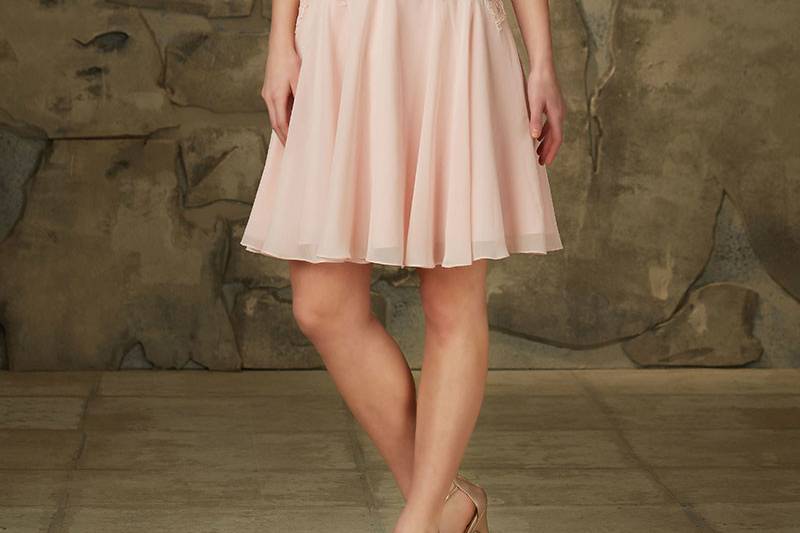 Style 31062	Lace and Chiffon Morilee Bridesmaid Dress with Unique Notched and Strapless Neckline. Available in 13 colors.