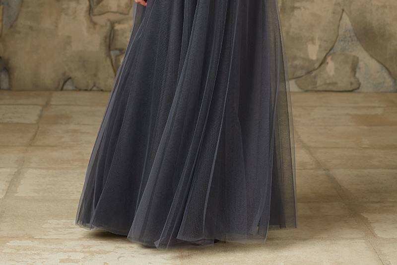 Style 111	Long and Elegant Lace and Tulle Morilee Bridesmaid Dress. Cap Sleeves and V Back. Available in 11 colors.