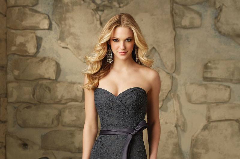 Style 103		Sophisticated and Romantic All Over Lace Bridesmaid Dress with Strapless Sweetheart Neckline.  Available in 13 colors.