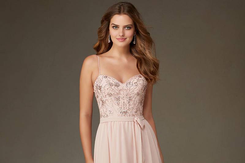 Style 20471		Chiffon with Beading Bridesmaid Dress with Spaghetti Straps Designed by Madeline Gardner.  Available in 13 colors.