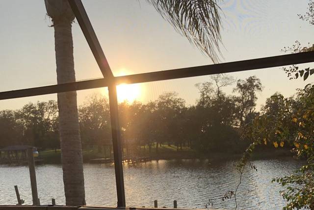 Champagne toast at sunset