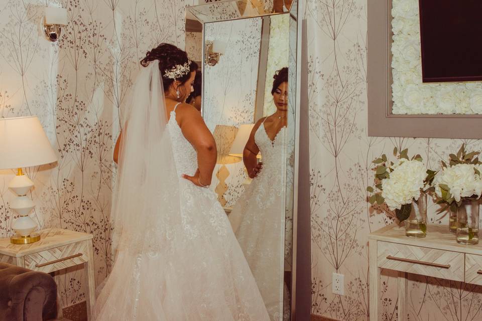 The brides dress