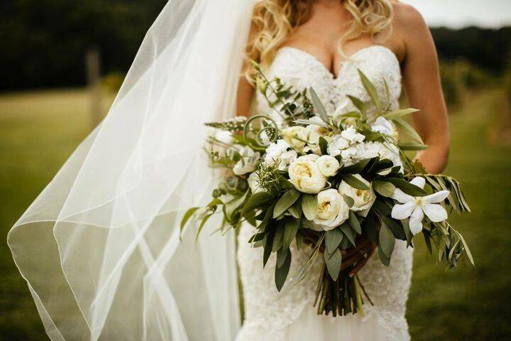 Posing with the bouquet