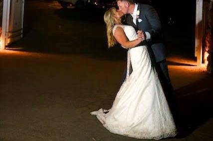 Newlyweds kissing