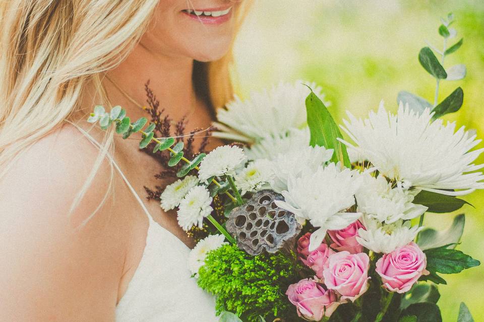 Bride and her bouquet