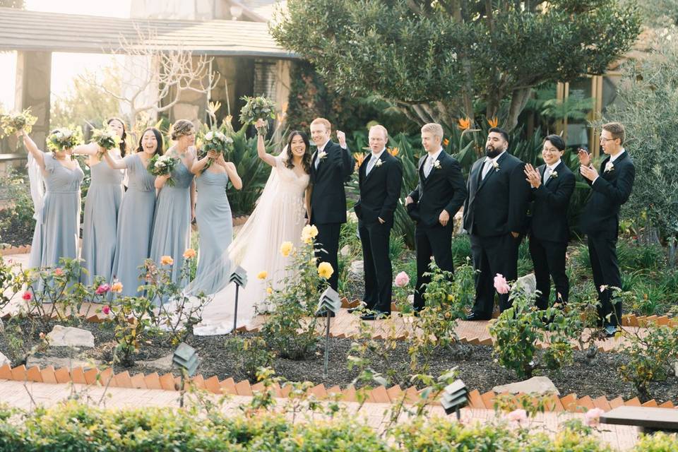 Bridal Party in Rose Garden