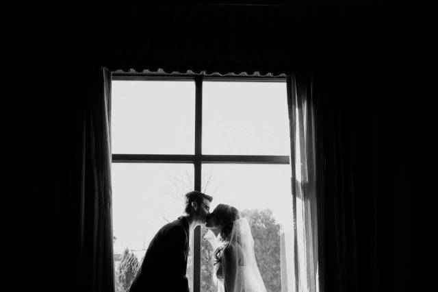 Newlyweds kiss