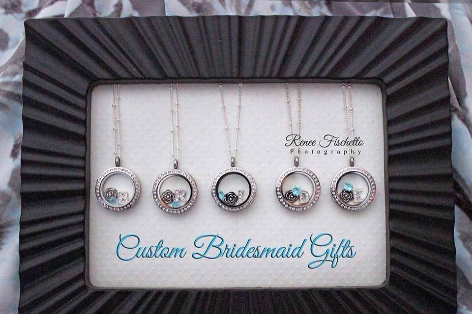 The Perfect Bridesmaid gift... You can personalize each locket for your Bridesmaid with a large selection of charms, lockets, dangles and chains.  A gift that she will wear and always treasure.