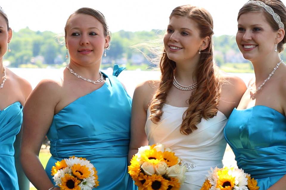 Bride and bridesmaids