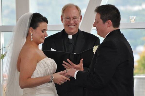 Happy officiant