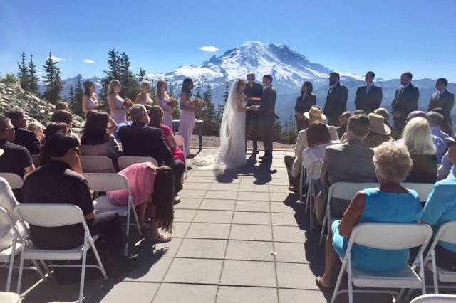 Wedding by a beautiful scenic view
