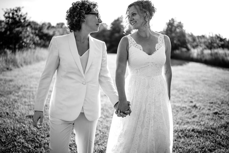 Brides walking