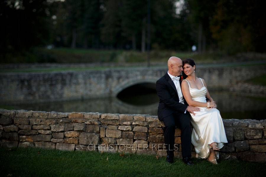 Bride and Groom on the stone bridge