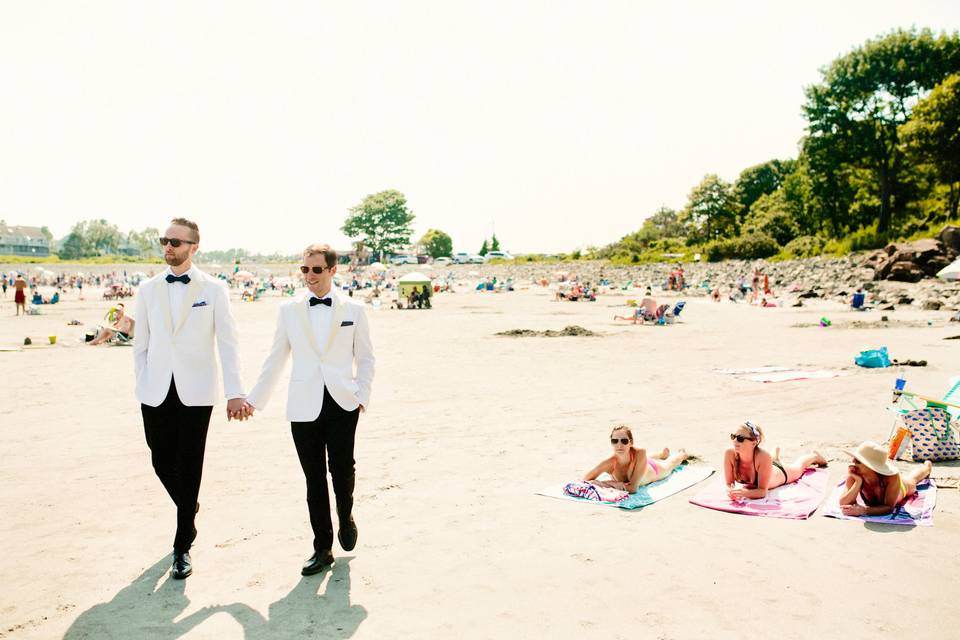 Newlyweds on the beach