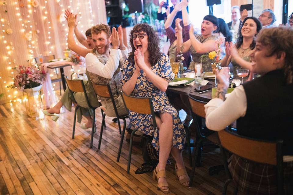 Queer guests candidly laughing