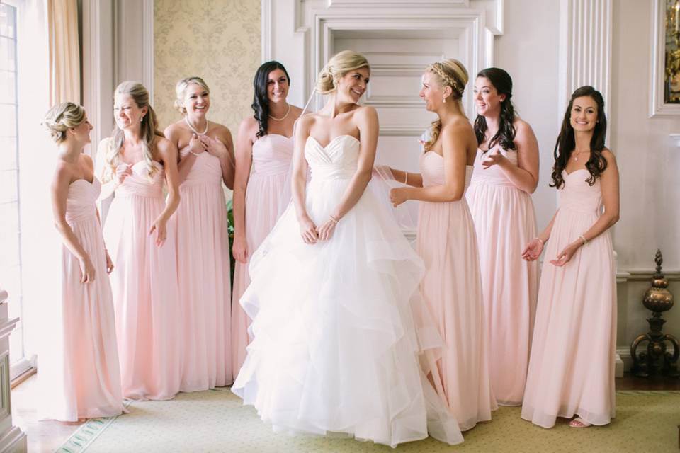 Bride and her bridesmaids