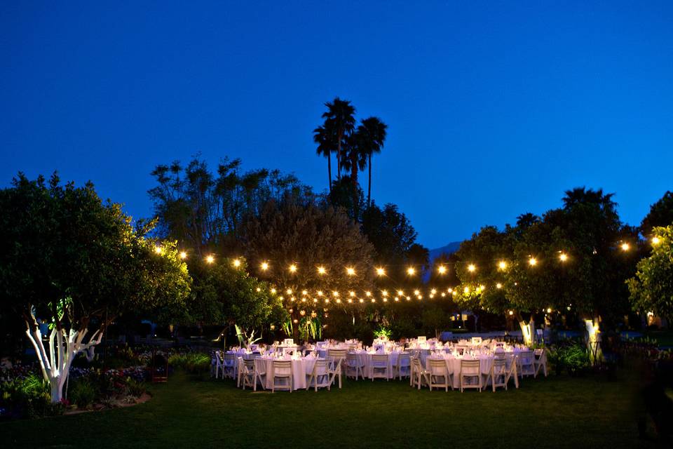 Waterfall lawn outdoor reception