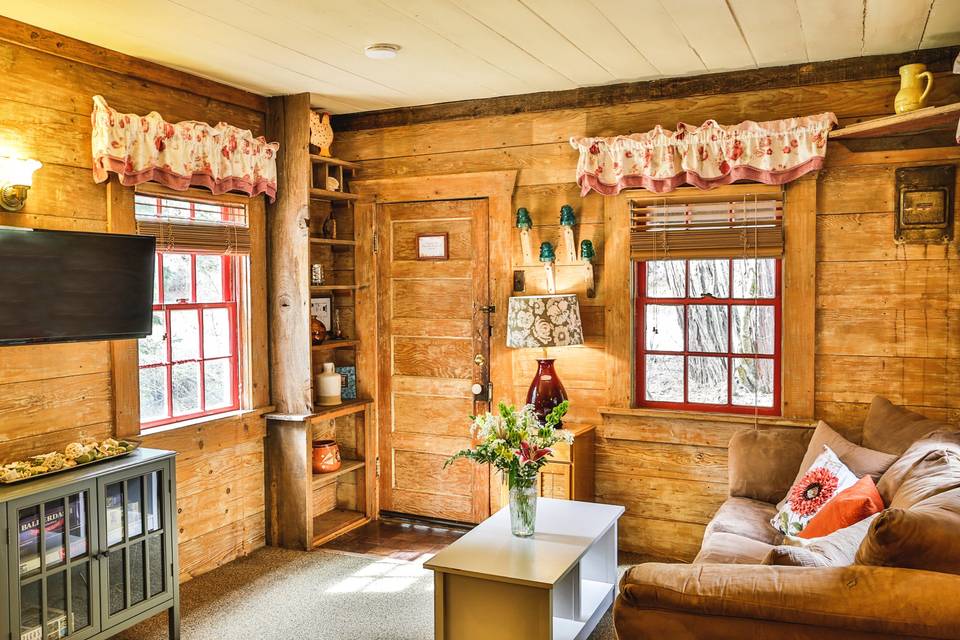Creekside cabin living room