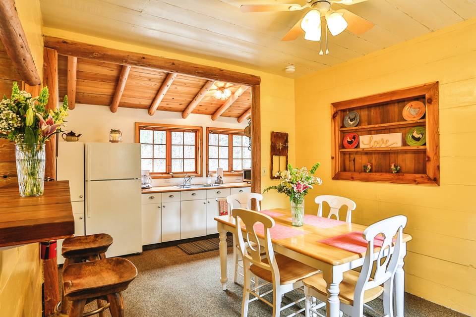 Creekside cabin dining room