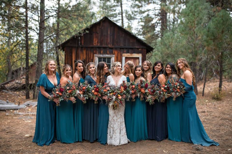 Miner's cabin wedding party