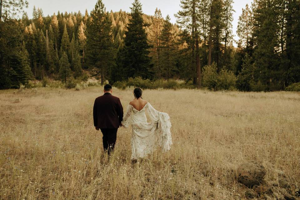 Miner's cabin wedding party