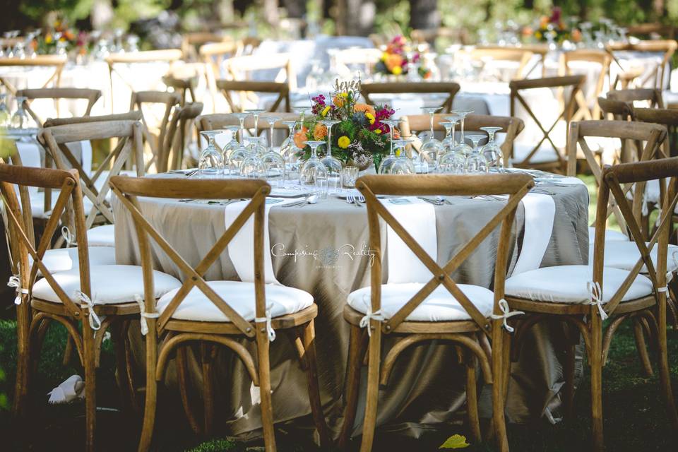 Wedding couple at gold miner's cabin