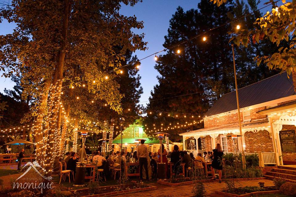 Outdoor reception lights twenty mile house wedding tahoe reno