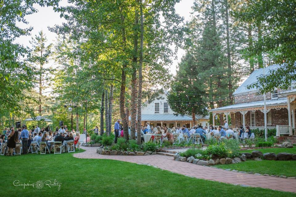 Outdoor wedding reception twenty mile house wedding northern california