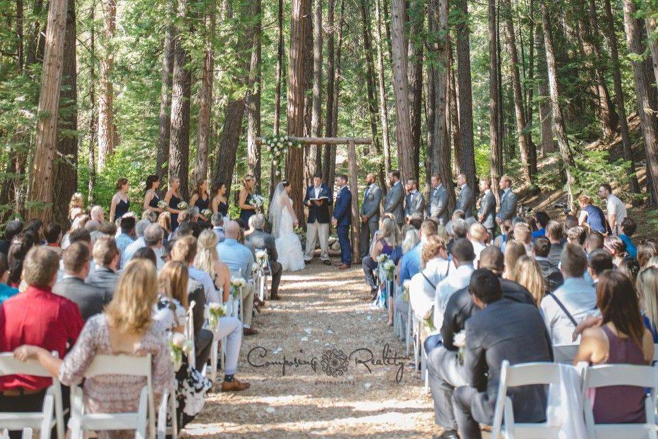 Forest wedding ceremony twenty mile house tahoe/reno