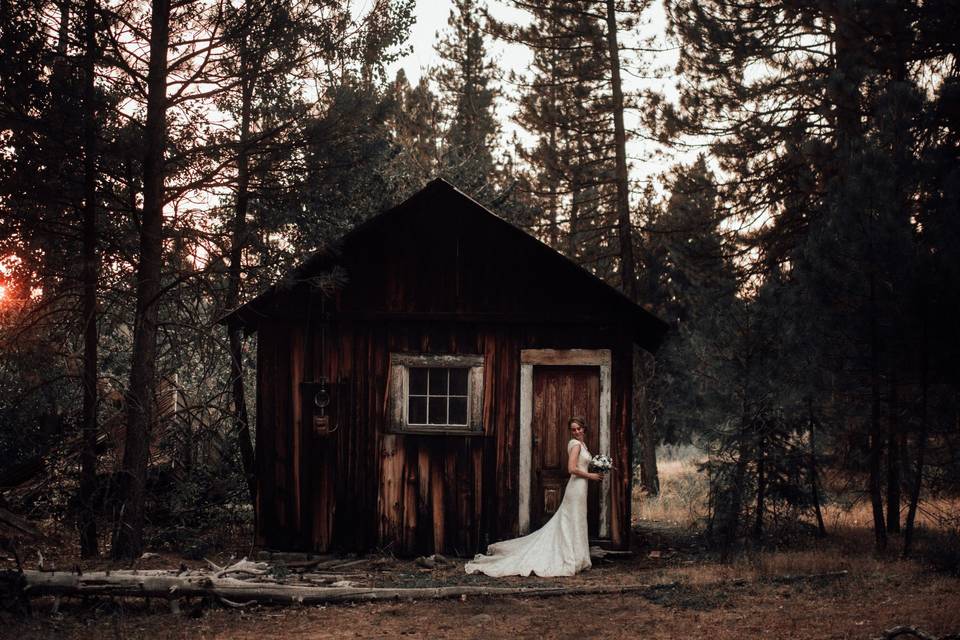 Historic miner's cabin twenty mile house wedding northern california