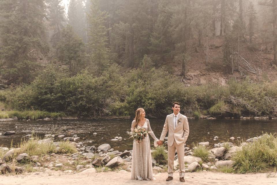 Miner's cabin wedding party