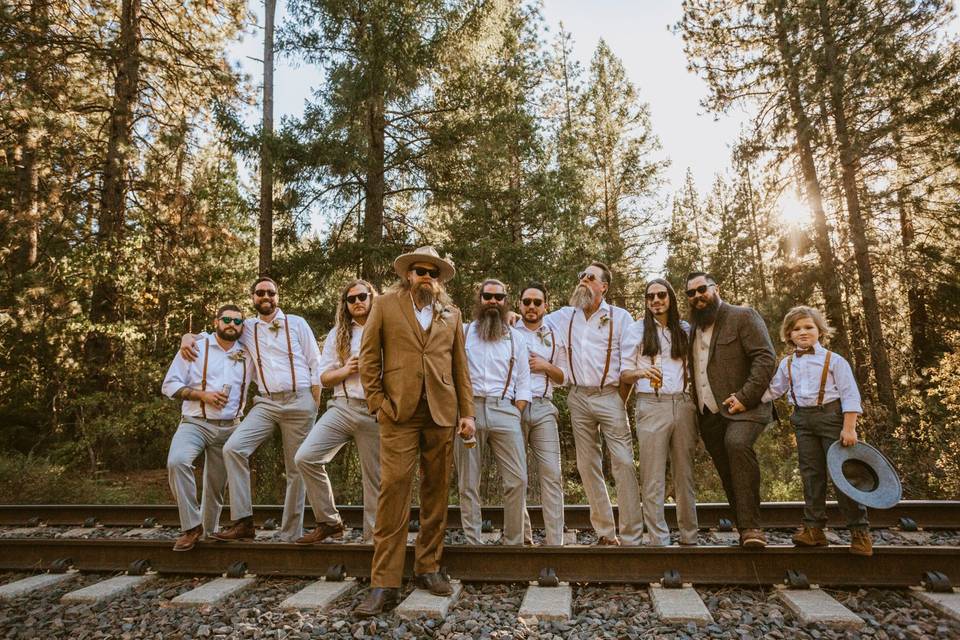 Wedding party on the tracks