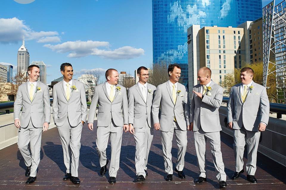 Laughter among the groomsmen