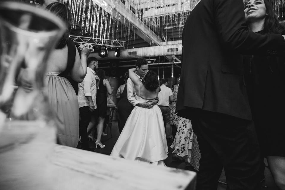 Couple dancing at reception