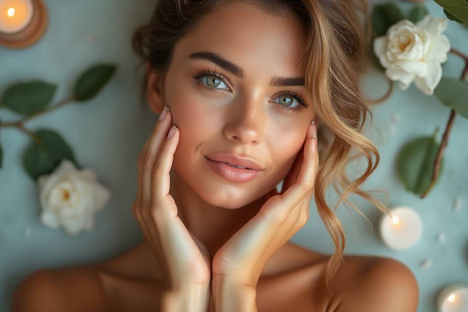 Spray tan glow floral portrait