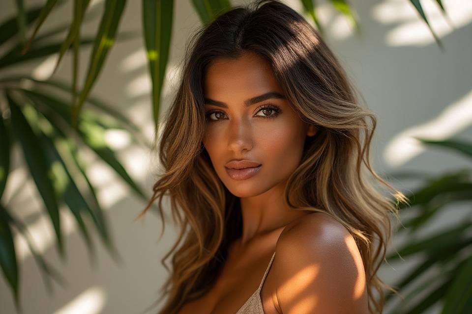 Spray tan glow couple portrait