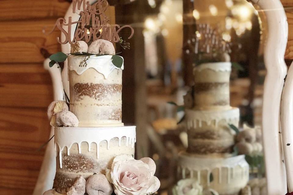 Four tier naked wedding cake