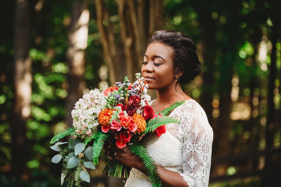 Bride and Bouquet