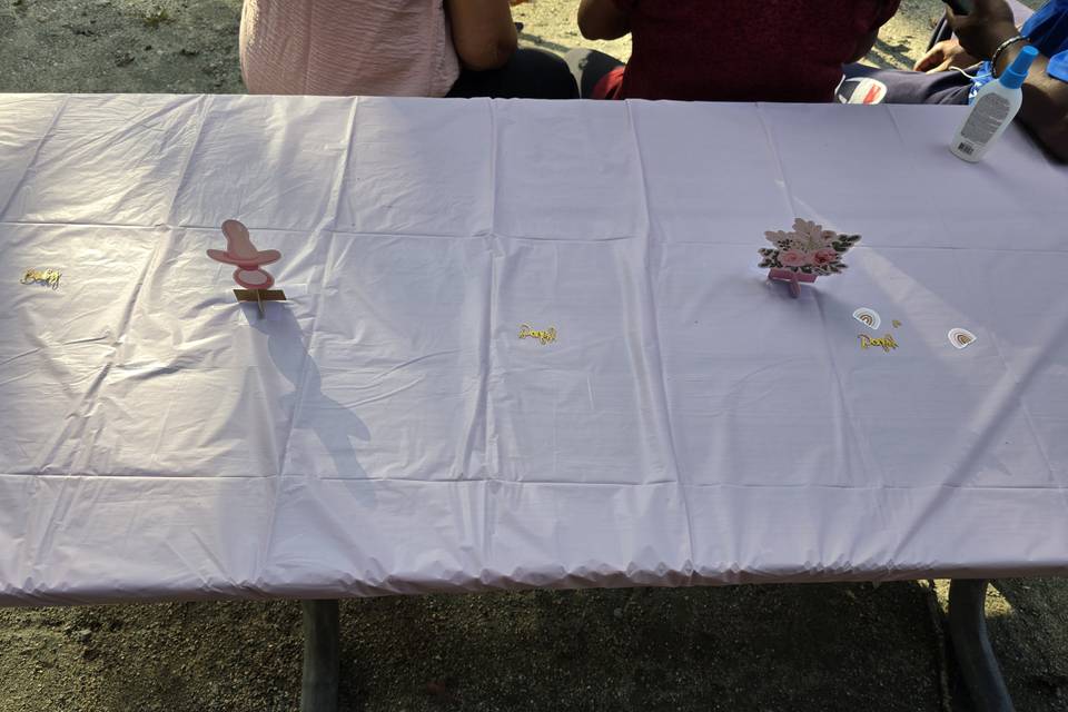 Baby shower table set up