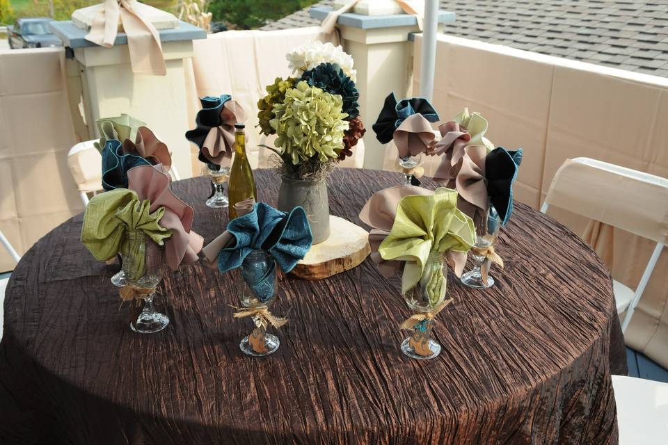 Table linens and centerpieces