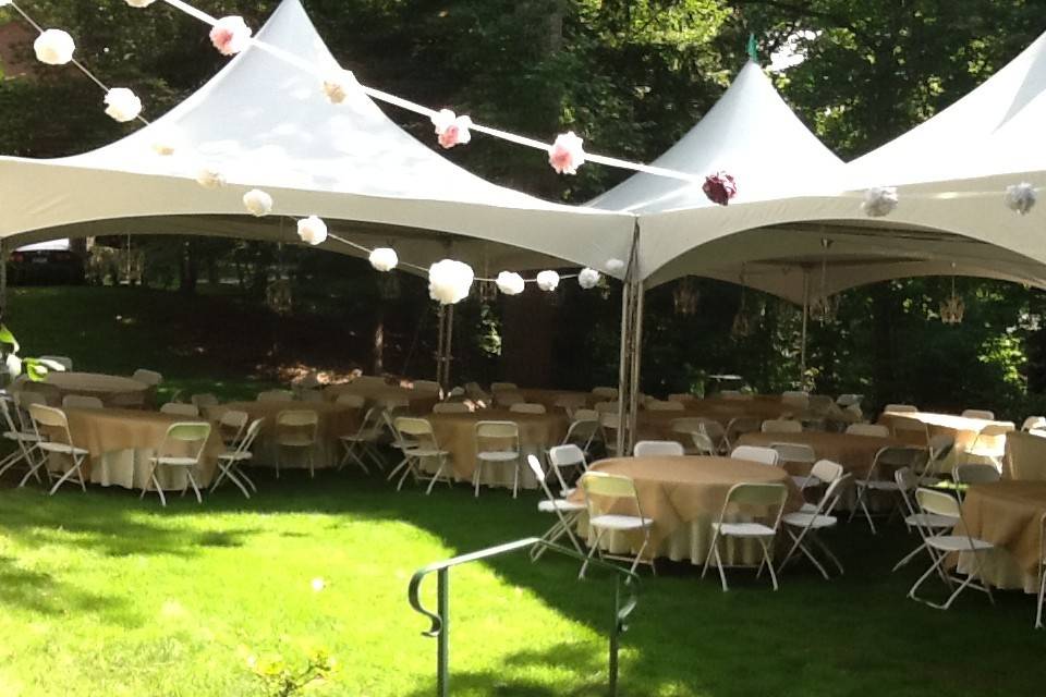 Tents, tables, chairs, linens and décor