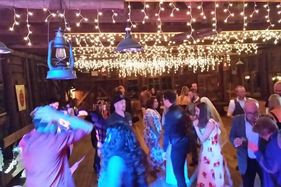 Dancing at Backyard wedding reception