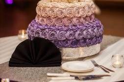Purple ombre rose wedding cake: classic vanilla cake with hazelnut buttercream