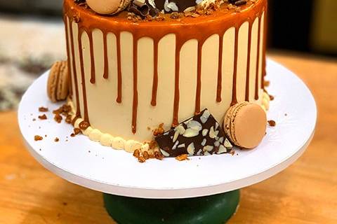 Caramel candy tiered cake