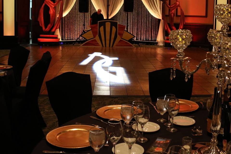 Initials on the dance floor