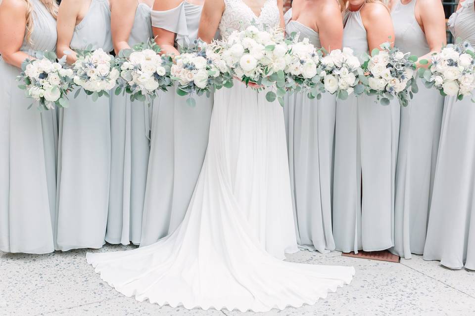 Bouquets of the bride and bridesmaids