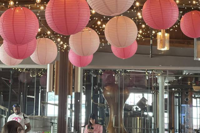 Pretty in pink balloon ceiling